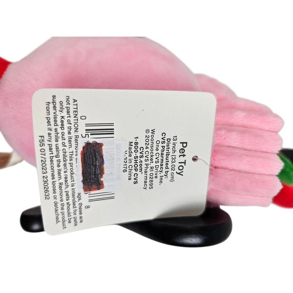 Red &‎ Pink Tug My Heart Plush Squeak Crinkle Pet Toy Flower Pot Valentine's Day